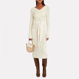 NWT The Line by K Kane Rib Knit Midi Dress in Ivory Size Small